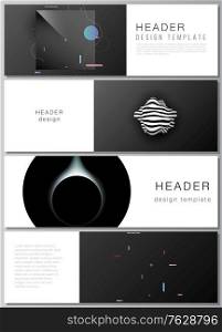 Vector layout of headers, banner design templates for website footer design, horizontal flyer, website header backgrounds. Tech science future background, space design astronomy concept. Vector layout of headers, banner design templates for website footer design, horizontal flyer, website header backgrounds. Tech science future background, space design astronomy concept.