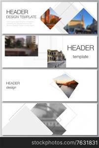 Vector layout of headers, banner design templates with geometric simple shapes, lines and photo place for website footer design, horizontal flyer, website header backgrounds. Vector layout of headers, banner design templates with geometric simple shapes, lines and photo place for website footer design, horizontal flyer, website header backgrounds.
