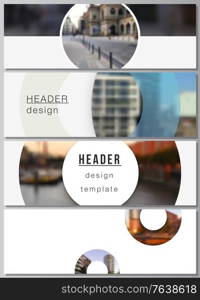 Vector layout of headers, banner templates for website footer design, horizontal flyer design, website header backgrounds. Background template with rounds, circles for IT, technology. Minimal style. Vector layout of headers, banner templates for website footer design, horizontal flyer design, website header backgrounds. Background template with rounds, circles for IT, technology. Minimal style.