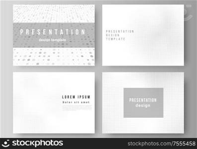 Vector layout of presentation slides design business templates, multipurpose template for presentation brochure, brochure cover. Halftone effect decoration with dots. Dotted pattern for grunge style. Vector layout of presentation slides design business templates, multipurpose template for presentation brochure, brochure cover. Halftone effect decoration with dots. Dotted pattern for grunge style.