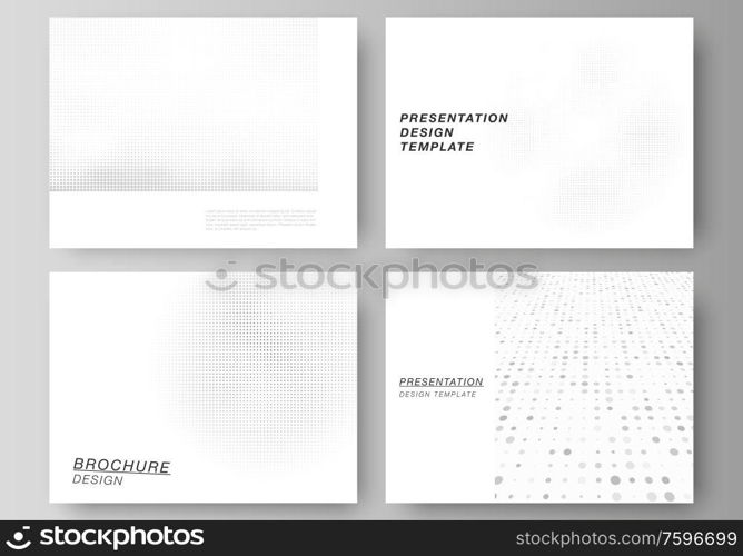 Vector layout of presentation slides design business templates, multipurpose template for presentation brochure, brochure cover. Halftone effect decoration with dots. Dotted pattern for grunge style. Vector layout of presentation slides design business templates, multipurpose template for presentation brochure, brochure cover. Halftone effect decoration with dots. Dotted pattern for grunge style.