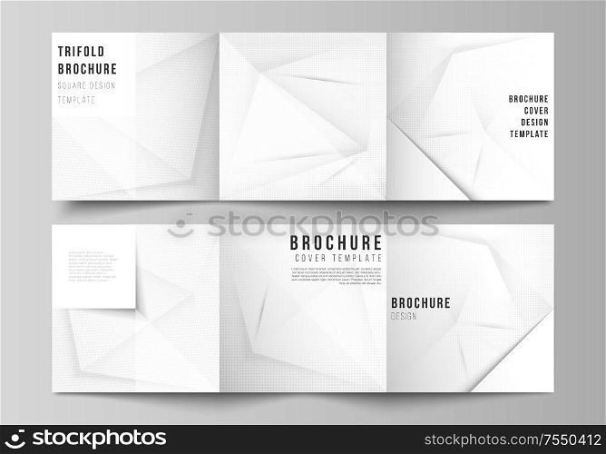 Vector layout of square cover design templates for trifold brochure, flyer, magazine, cover design, book design, brochure cover. Halftone effect decoration with dots. Dotted pop art pattern decoration.. Vector layout of square cover design templates for trifold brochure, flyer, magazine, cover design, book design, brochure cover. Halftone effect decoration with dots. Dotted pop art pattern decoration