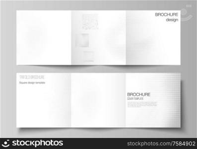 Vector layout of square covers design templates for trifold brochure, flyer, cover design, book design, brochure cover. Halftone effect decoration with dots. Dotted pattern for grunge style decoration.. Vector layout of square covers design templates for trifold brochure, flyer, cover design, book design, brochure cover. Halftone effect decoration with dots. Dotted pattern for grunge style decoration