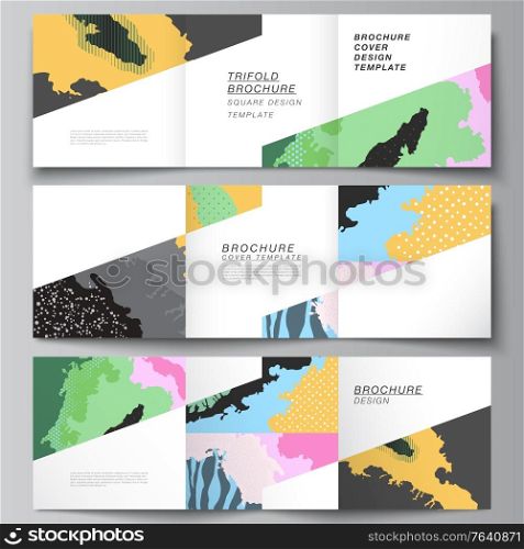 Vector layout of square covers design templates for trifold brochure, flyer, cover design, book design, brochure cover. Modern japanese pattern template. Landscape background decoration in Asian style.. Vector layout of square covers design templates for trifold brochure, flyer, cover design, book design, brochure cover. Modern japanese pattern template. Landscape background decoration in Asian style