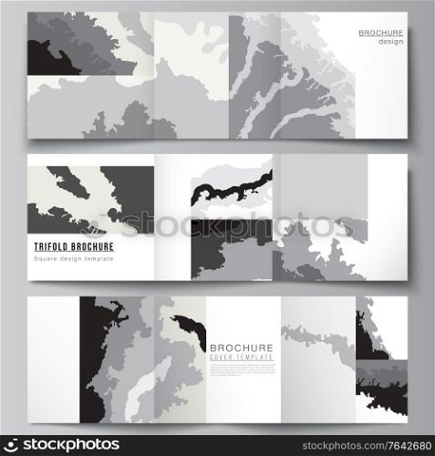 Vector layout of square covers design templates for trifold brochure, flyer, magazine, cover design, book design, brochure cover. Landscape background decoration, halftone pattern grunge texture. Vector layout of square covers design templates for trifold brochure, flyer, magazine, cover design, book design, brochure cover. Landscape background decoration, halftone pattern grunge texture.
