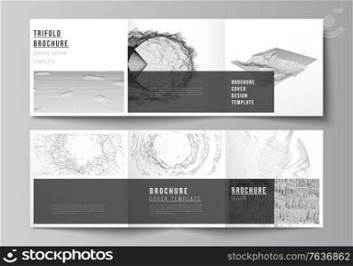 Vector layout of square covers templates for trifold brochure, flyer, , cover design, book design, brochure cover. Abstract 3d digital backgrounds for futuristic minimal technology concept design.. Vector layout of square covers templates for trifold brochure, flyer, magazine, cover design, book design, cover. Abstract 3d digital backgrounds for futuristic minimal technology concept design.