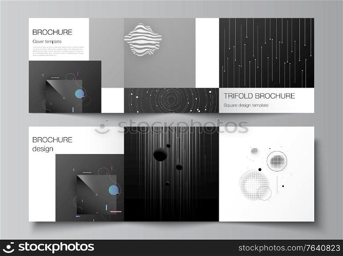 Vector layout of square format covers design templates for trifold brochure, flyer, magazine, cover design, book design, brochure cover. Tech science future background, space astronomy concept. Vector layout of square format covers design templates for trifold brochure, flyer, magazine, cover design, book design, brochure cover. Tech science future background, space astronomy concept.