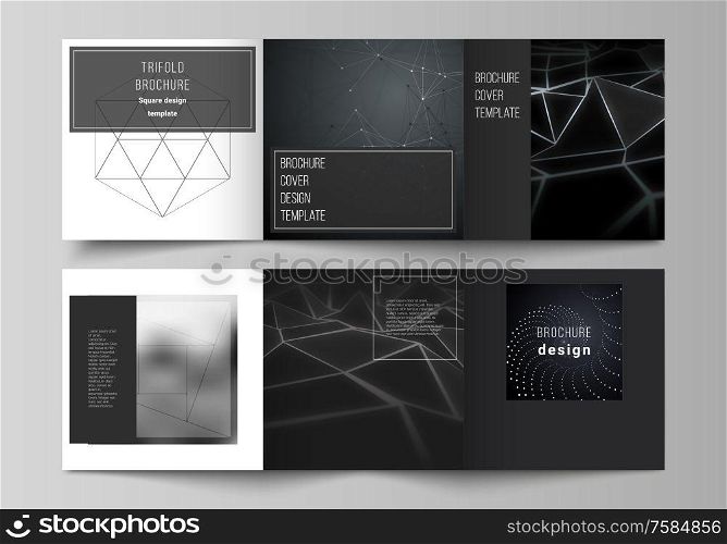 Vector layout of square format covers design templates for trifold brochure, flyer, magazine. 3d polygonal geometric modern design abstract background. Science or technology vector illustration. Vector layout of square format covers design templates for trifold brochure, flyer, magazine. 3d polygonal geometric modern design abstract background. Science or technology vector illustration.