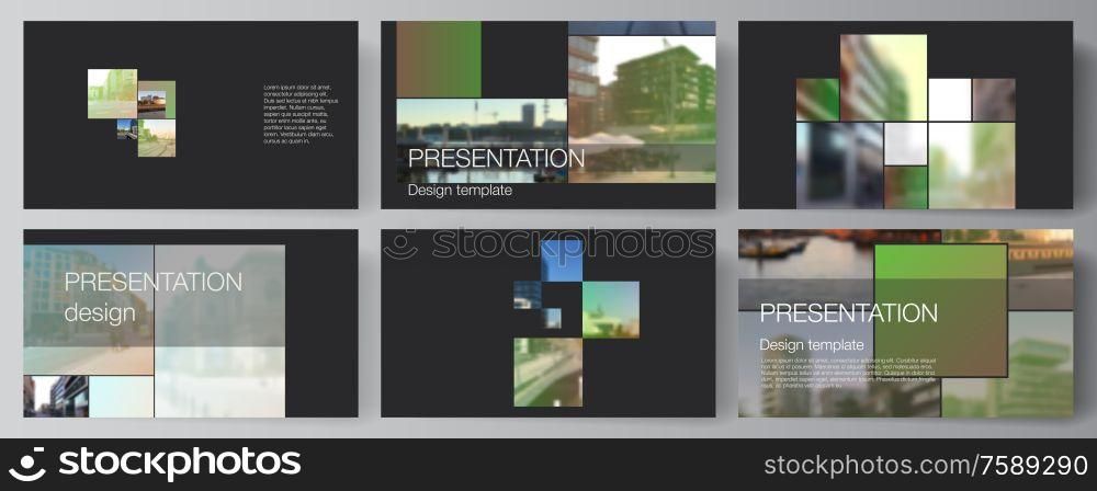 Vector layout of the presentation slides design business templates, multipurpose template for presentation brochure, brochure cover. Abstract project with clipping mask green squares for your photo. Vector layout of the presentation slides design business templates, multipurpose template for presentation brochure, brochure cover. Abstract project with clipping mask green squares for your photo.