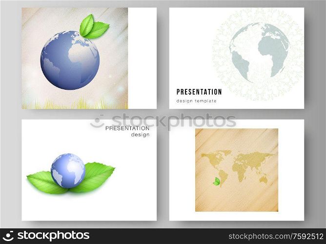 Vector layout of the presentation slides design business templates, multipurpose template for presentation brochure, brochure cover. Save Earth planet concept. Sustainable development global concept. Vector layout of the presentation slides design business templates, multipurpose template for presentation brochure, brochure cover. Save Earth planet concept. Sustainable development global concept.