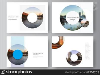 Vector layout of the presentation slides design business templates, multipurpose template for presentation brochure, cover. Background template with rounds, circles for IT, technology. Minimal style. Vector layout of the presentation slides design business templates, multipurpose template for presentation brochure, cover. Background template with rounds, circles for IT, technology. Minimal style.