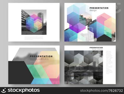 Vector layout of the presentation slides design business templates, multipurpose template with abstract shapes and colors for presentation brochure, brochure cover, business report. Vector layout of the presentation slides design business templates, multipurpose template with abstract shapes and colors for presentation brochure, brochure cover, business report.