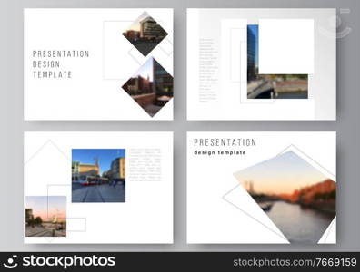 Vector layout of the presentation slides design business templates, multipurpose template with geometric simple shapes, lines and photo place for presentation brochure, brochure cover, business report.. Vector layout of the presentation slides design business templates, multipurpose template with geometric simple shapes, lines and photo place for presentation brochure, brochure cover, business report