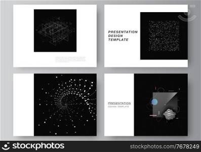 Vector layout of the presentation slides design business templates, template for presentation brochure, brochure cover, report. Abstract technology black color science background. High tech concept. Vector layout of the presentation slides design business templates, template for presentation brochure, brochure cover, report. Abstract technology black color science background. High tech concept.