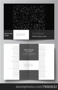 Vector layout of two A4 cover mockups templates for bifold brochure, flyer, cover design, book design. Abstract technology black color science background. Digital data. Minimalist high tech concept. Vector layout of two A4 cover mockups templates for bifold brochure, flyer, cover design, book design. Abstract technology black color science background. Digital data. Minimalist high tech concept.