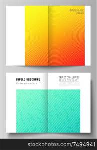 Vector layout of two A4 format modern cover mockups design templates for bifold brochure, magazine, flyer, booklet, annual report. Abstract geometric pattern with colorful gradient business background.. Vector layout of two A4 format modern cover mockups design templates for bifold brochure, magazine, flyer, booklet, annual report. Abstract geometric pattern with colorful gradient business background