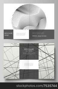 Vector layout of two A4 format modern cover mockups design templates for bifold brochure, magazine, flyer. Geometric background, futuristic science and technology concept for minimalistic design. Vector layout of two A4 format modern cover mockups design templates for bifold brochure, magazine, flyer. Geometric background, futuristic science and technology concept for minimalistic design.