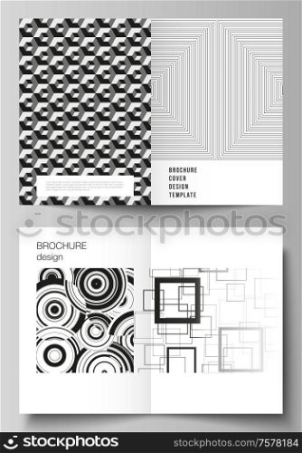 Vector layout of two A4 format modern cover mockups design templates for bifold brochure, flyer, booklet, report. Geometric abstract background in minimalistic flat style with dynamic composition. Vector layout of two A4 format modern cover mockups design templates for bifold brochure, flyer, booklet, report. Geometric abstract background in minimalistic flat style with dynamic composition.