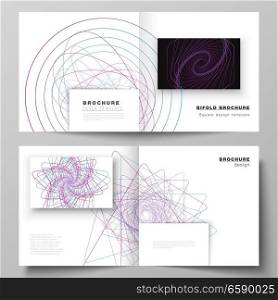 Vector layout of two covers templates for square design bifold brochure, magazine, flyer, booklet. Random chaotic lines that creat real shapes. Chaos pattern, abstract texture. Order vs chaos concept. Vector layout of two covers templates for square design bifold brochure, magazine, flyer, booklet. Random chaotic lines that creat real shapes. Chaos pattern, abstract texture. Order vs chaos concept.