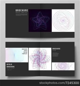 Vector layout of two covers templates for square design bifold brochure, magazine, flyer, booklet. Random chaotic lines that creat real shapes. Chaos pattern, abstract texture. Order vs chaos concept. Vector layout of two covers templates for square design bifold brochure, magazine, flyer, booklet. Random chaotic lines that creat real shapes. Chaos pattern, abstract texture. Order vs chaos concept.
