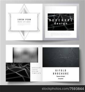 Vector layout of two covers templates for square design bifold brochure, magazine, flyer, booklet. 3d polygonal geometric modern design abstract background. Science or technology vector illustration. Vector layout of two covers templates for square design bifold brochure, magazine, flyer, booklet. 3d polygonal geometric modern design abstract background. Science or technology vector illustration.