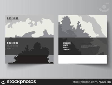 Vector layout of two square format covers design templates for brochure, flyer, magazine, cover design, book design, brochure cover. Landscape background decoration, halftone pattern grunge texture. Vector layout of two square format covers design templates for brochure, flyer, magazine, cover design, book design, brochure cover. Landscape background decoration, halftone pattern grunge texture.