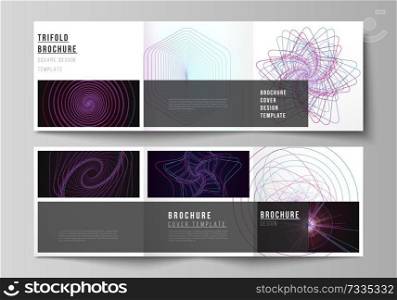 Vector layout of two square format covers design templates for trifold square brochure, flyer. Random chaotic lines that creat real shapes. Chaos pattern, abstract texture. Order vs chaos concept. Vector layout of two square format covers design templates for trifold square brochure, flyer. Random chaotic lines that creat real shapes. Chaos pattern, abstract texture. Order vs chaos concept.