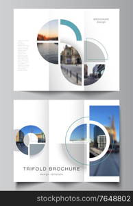 Vector layouts of covers design template for trifold brochure, flyer layout, book design, brochure cover, advertising. Background with abstract circle round banner. Corporate business concept template.. Vector layouts of covers design template for trifold brochure, flyer layout, book design, brochure cover, advertising. Background with abstract circle round banner. Corporate business concept template