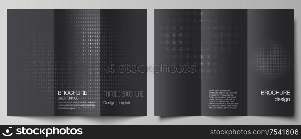 Vector layouts of covers design templates for trifold brochure, flyer layout, book design, brochure cover, advertising mockups. Halftone effect decoration with dots. Dotted pattern for grunge style. Vector layouts of covers design templates for trifold brochure, flyer layout, book design, brochure cover, advertising mockups. Halftone effect decoration with dots. Dotted pattern for grunge style.