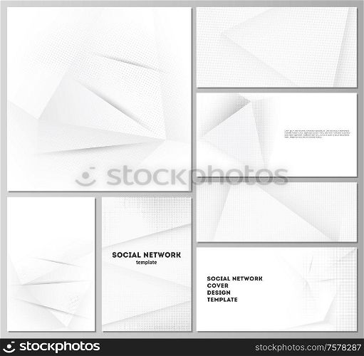 Vector layouts of modern social network mockups for cover design, website design, website backgrounds or advertising mockups. Halftone dotted background with gray dots, abstract gradient background. Vector layouts of social network mockups for cover design, website design, website backgrounds or advertising mockups. Halftone dotted background with gray dots, abstract gradient background.