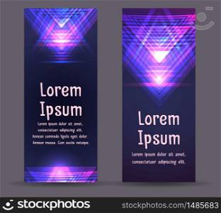 Vector leaflets, flyers, brochure template with neon geometric pattern and place for text for your design. Vector leaflets, flyers, brochure template with neon geometric p