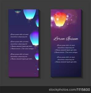 Vector leaflets, flyers, brochure template with sky lanterns and place for text for your design