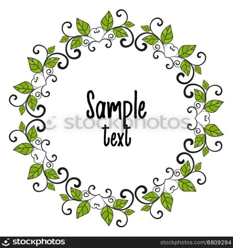 Vector leaves decoration, frame with place for text on a white background