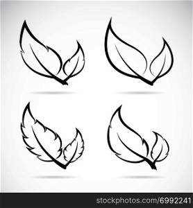Vector leaves icon set on white background