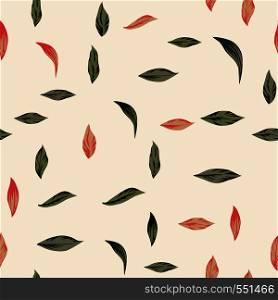 Vector leaves seamless pattern on the white background
