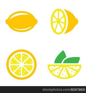 Vector lemon icons set.. Vector lemon icons set on white background. Lime icons.