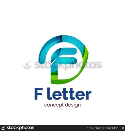 Vector letter concept logo template, abstract business icon. Created with transparent overlapping wave elements, elegant design