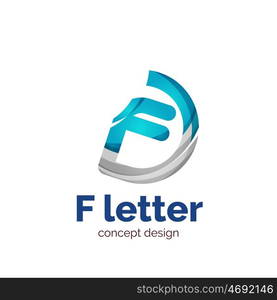 Vector letter concept logo template, abstract business icon. Created with transparent overlapping wave elements, elegant design