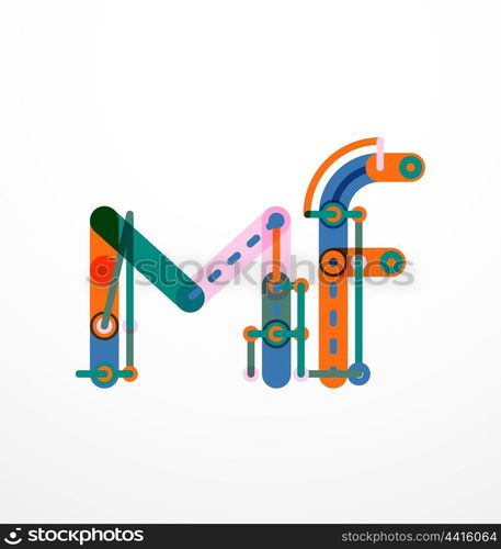 Vector letter logo. Vector letter logo created with colorful connected line elements. Abstract geometric design