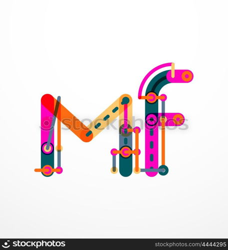 Vector letter logo. Vector letter logo created with colorful connected line elements. Abstract geometric design