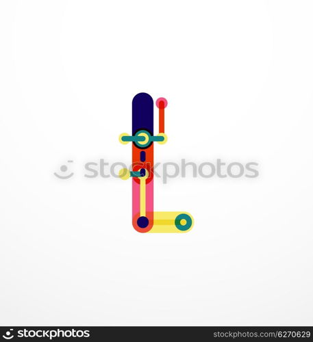 Vector letter logo. Vector letter logo created with colorful connected line elements. Abstract geometric design