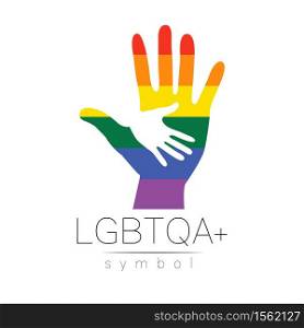 Vector LGBTQA logo symbol. Pride flag background. Icon for gay, lesbian, bisexual, transsexual, queer and allies person. Can be use for sign activism, psychology or counseling. LGBT logotype on white. Vector LGBTQA logo symbol. Pride flag background. Icon for gay, lesbian, bisexual, transsexual, queer and allies person. Can be use for sign activism, psychology or counseling. LGBT logotype on white.