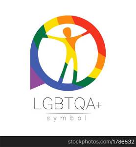Vector LGBTQA logo symbol. Pride flag background. Icon for gay, lesbian, bisexual, transsexual, queer and allies person. Can be use for sign activism, psychology or counseling. LGBT logotype on white. Vector LGBTQA logo symbol. Pride flag background. Icon for gay, lesbian, bisexual, transsexual, queer and ally person. Can be use for sign activism, psychology or counseling. LGBT logotype on white.