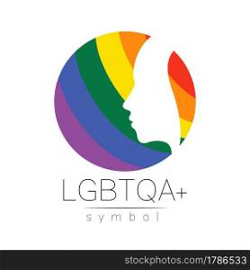 Vector LGBTQA logo symbol. Pride flag background. Icon for gay, lesbian, bisexual, transsexual, queer and allies person. Can be use for sign activism, psychology or counseling. LGBT logotype on white. Vector LGBTQA logo symbol. Pride flag background. Icon for gay, lesbian, bisexual, transsexual, queer and ally person. Can be use for sign activism, psychology or counseling. LGBT logotype on white.