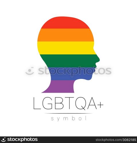 Vector LGBTQA logo symbol. Pride flag background. Icon for gay, lesbian, bisexual, transsexual, queer and allies person. Can be use for sign activism, psychology or counseling. LGBT logotype on white. Vector LGBTQA logo symbol. Pride flag background. Icon for gay, lesbian, bisexual, transsexual, queer and allies person. Can be use for sign activism, psychology or counseling. LGBT logotype on white.