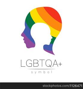 Vector LGBTQA symbol. Pride flag background. Icon for gay, lesbian, bisexual, transsexual, queer and allies person. Can be use for sign activism, psychology or counseling. LGBT isolated on white. Vector LGBTQA symbol. Pride flag background. Icon for gay, lesbian, bisexual, transsexual, queer and allies person. Can be use for sign activism, psychology or counseling. LGBT isolated on white.