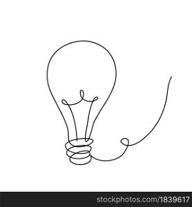 Vector Light Bulb in Continuous Line Drawing. Sketchy idea Concept. Outline Simple Artwork with Editable Stroke.. Light Bulb in Continuous Line Drawing. Sketchy idea Concept. Outline Simple Artwork with Editable Stroke. Vector Illustration.