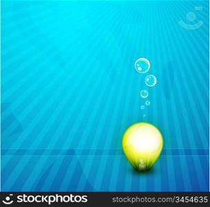 Vector light bulb in deep water concept
