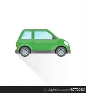 vector light green color flat design subcompact body type vehicle illustration isolated white background long shadow&#xA;