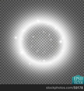 Vector light ring. Round shiny frame with lights dust trail particles isolated on transparent background.. Vector light ring. Round shiny frame with lights dust trail particles isolated on transparent background. Magic concept